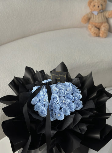 Blue Preserved Roses Bouquet