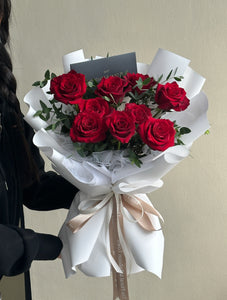 Classic 9 Red Roses with Eucalyptus