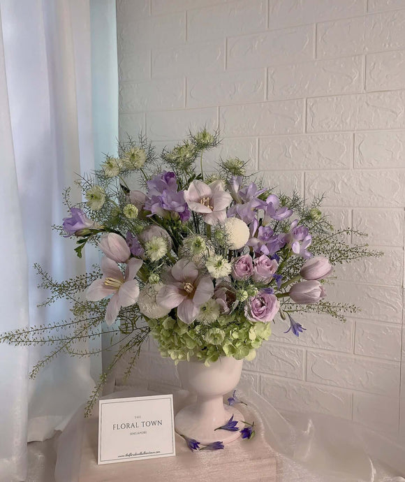 Shades of Lilac Table Centerpiece (Vase included)