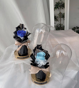 Petite Everlasting Rose Bouquet in a Glass Dome