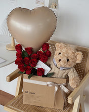 Load image into Gallery viewer, 16 Stalks of Red Roses with Teddy Bear and Balloon