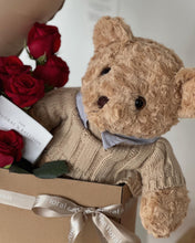 Load image into Gallery viewer, 16 Stalks of Red Roses with Teddy Bear and Balloon