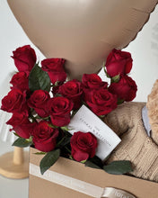 Load image into Gallery viewer, 16 Stalks of Red Roses with Teddy Bear and Balloon